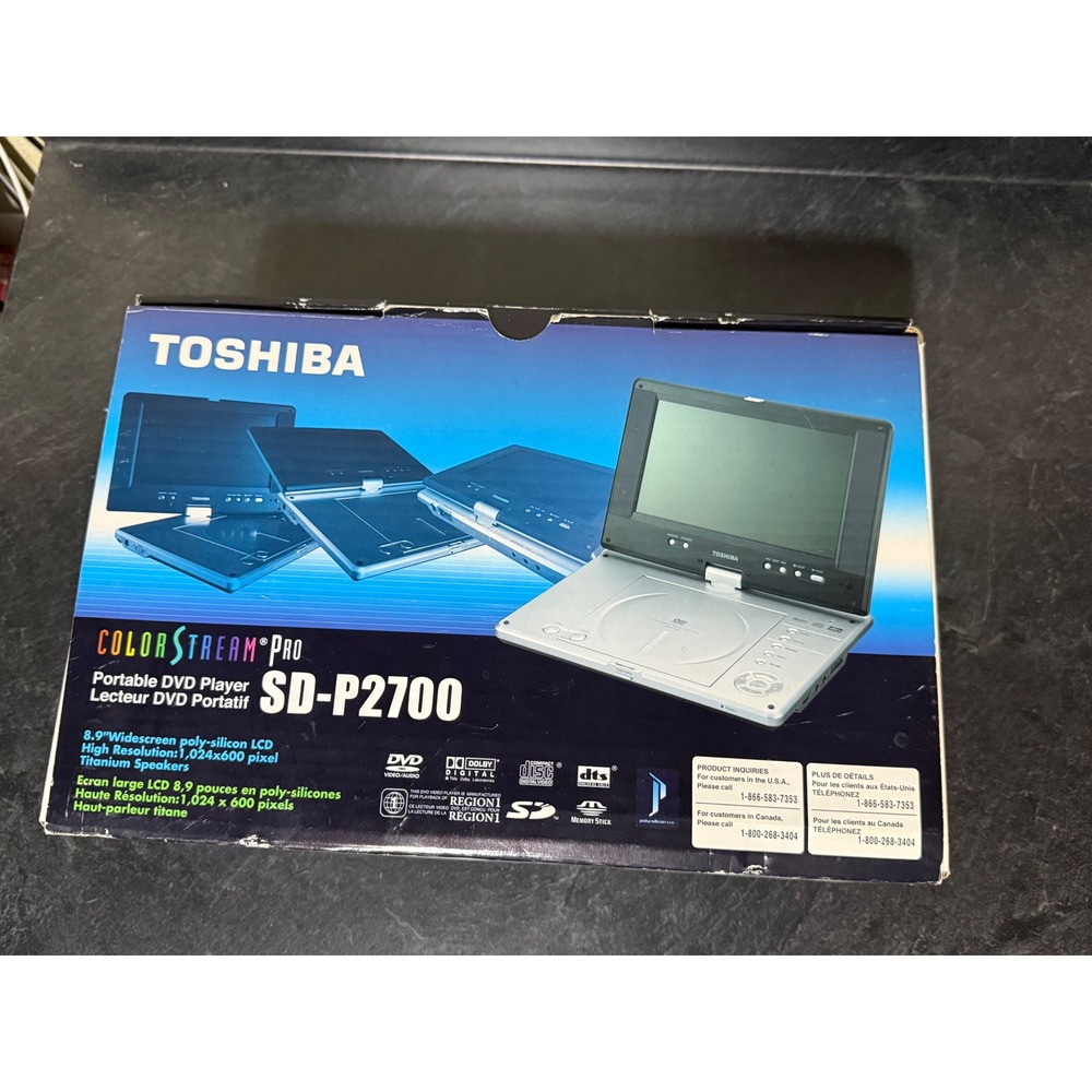 Toshiba SD-P2700 Portable DVD Player 8.9in Widescreen ColorStream Pro Silver - Picture 3 of 11